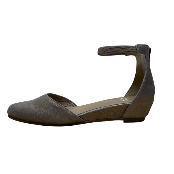 Eileen Fisher Womens Metallic Gray Ankle Strap DOrsay Flats Shoes Size 7.5 - Picture 4 of 8